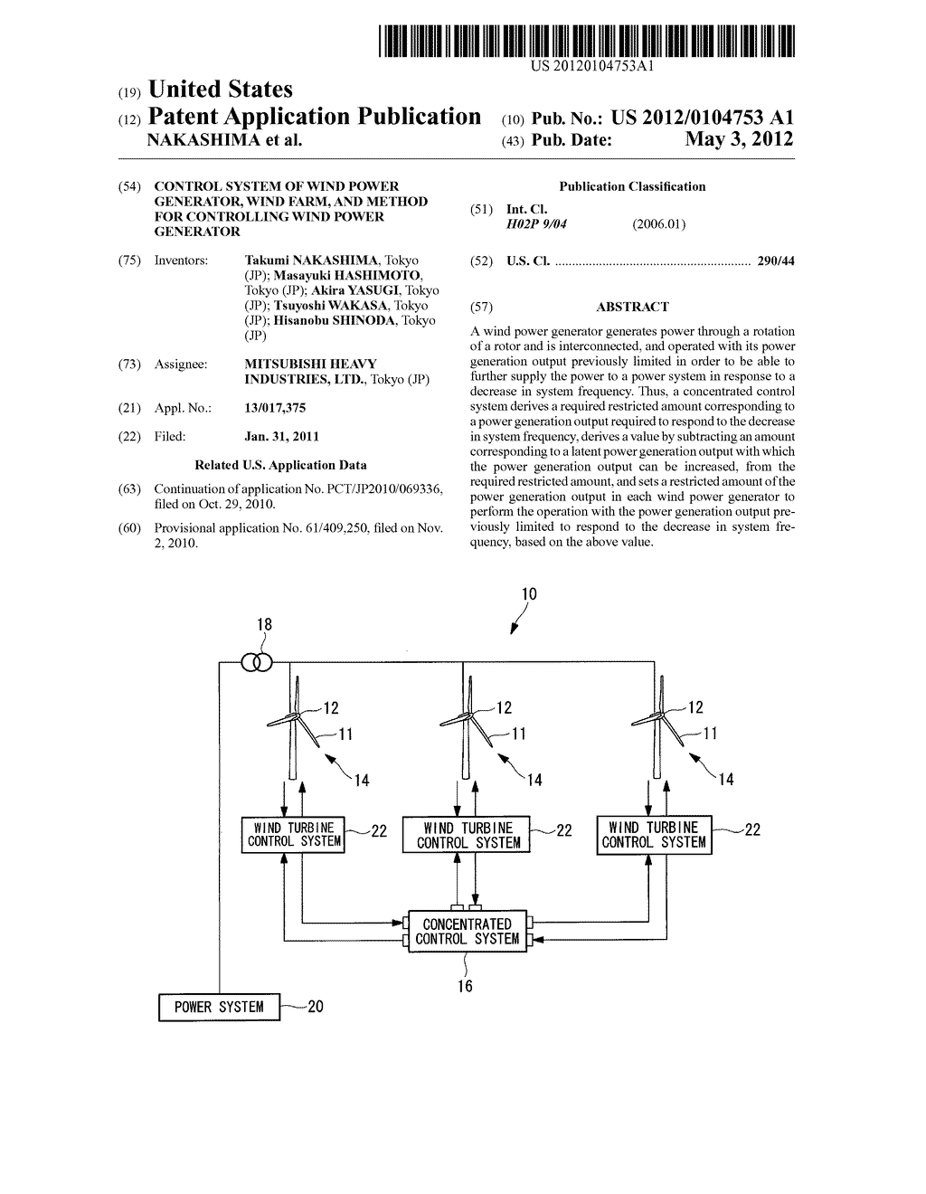 CONTROL SYSTEM OF WIND POWER GENERATOR, WIND FARM, AND METHOD FOR     CONTROLLING WIND POWER GENERATOR - diagram, schematic, and image 01