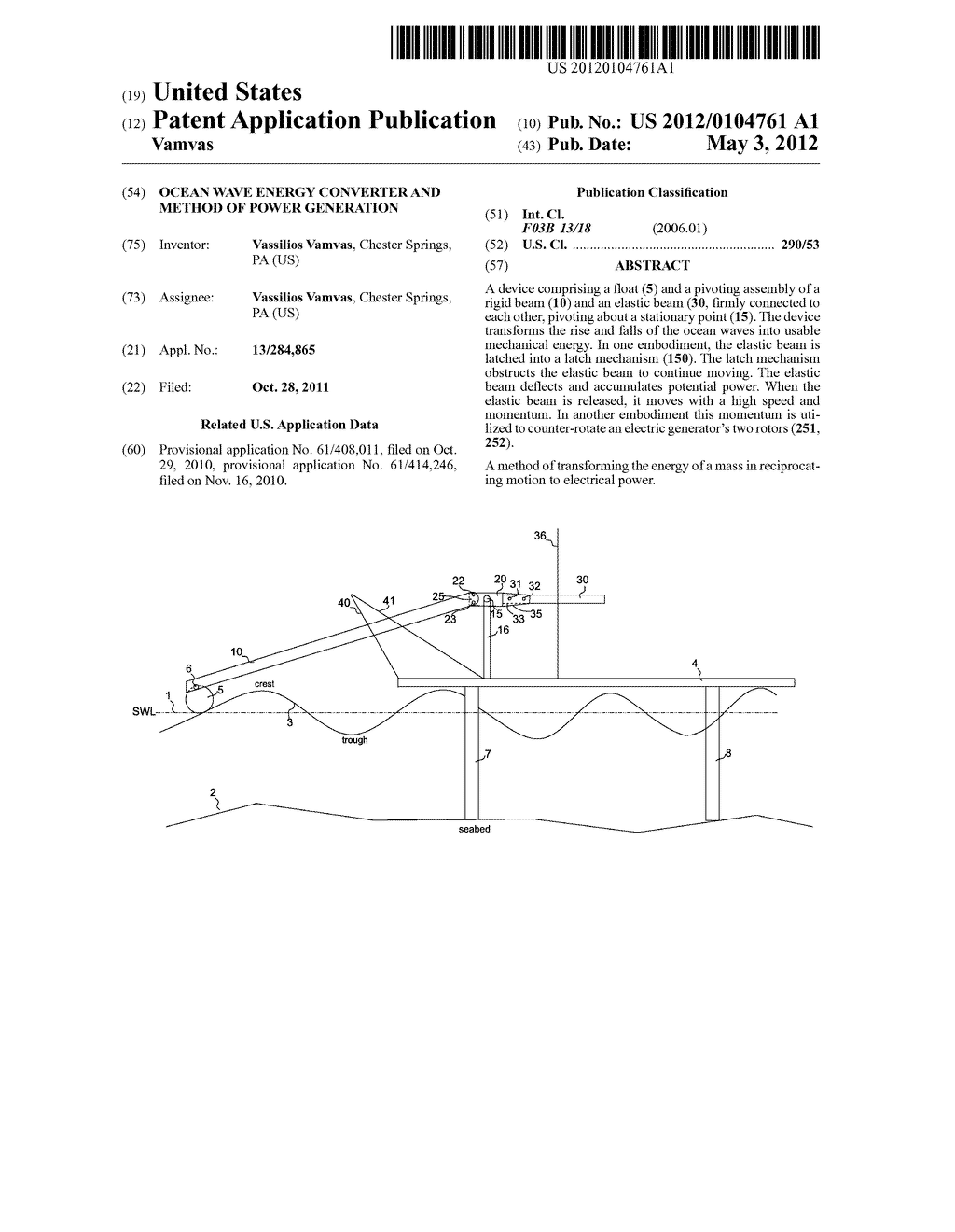 OCEAN WAVE ENERGY CONVERTER AND METHOD OF POWER GENERATION - diagram, schematic, and image 01