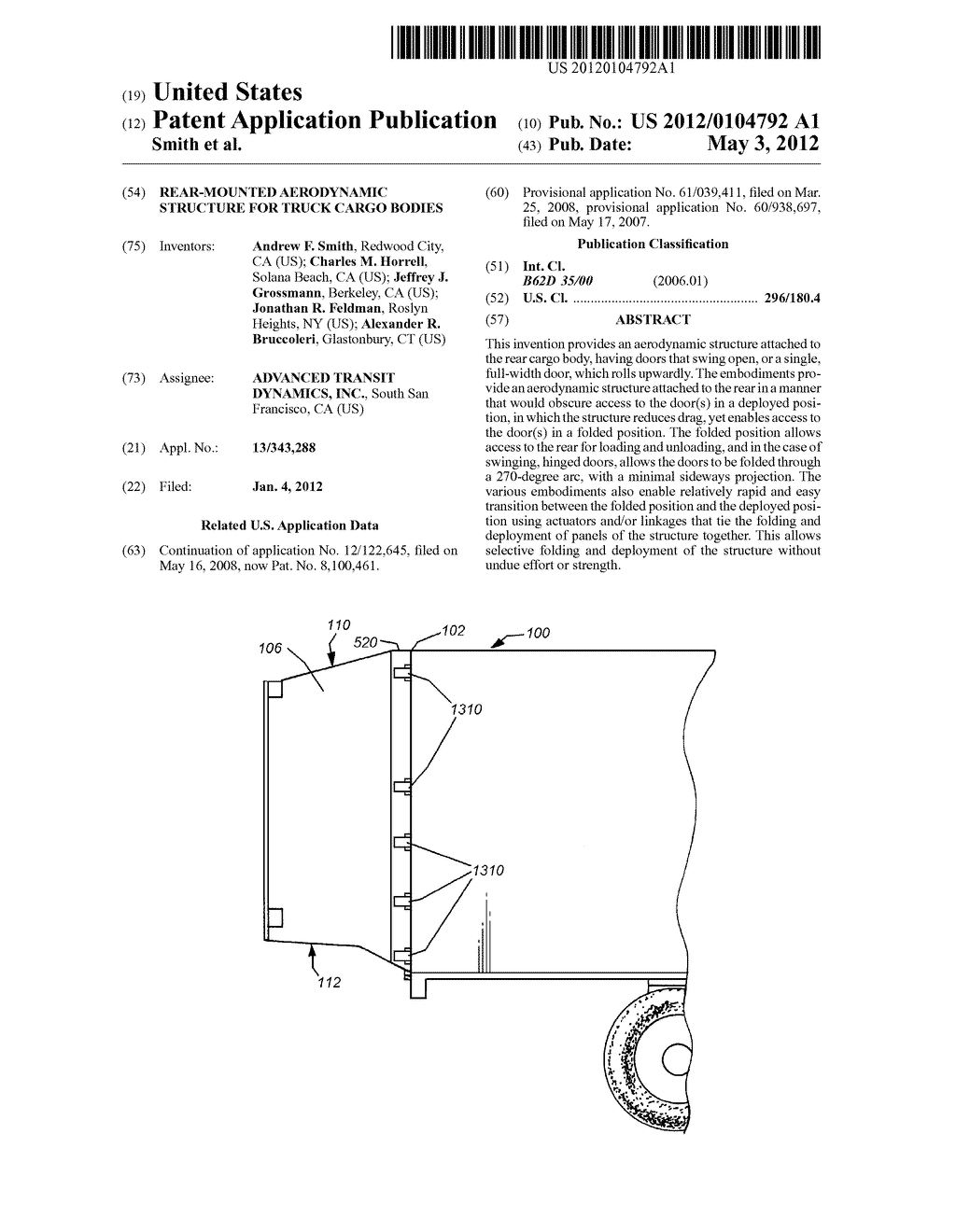 REAR-MOUNTED AERODYNAMIC STRUCTURE FOR TRUCK CARGO BODIES - diagram, schematic, and image 01