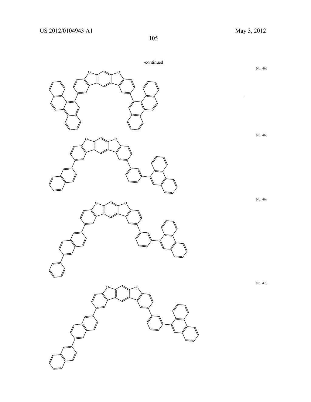 MATERIAL FOR ORGANIC ELECTROLUMINESCENCE DEVICE AND ORGANIC     ELECTROLUMINESCENCE DEVICE USING THE SAME - diagram, schematic, and image 106