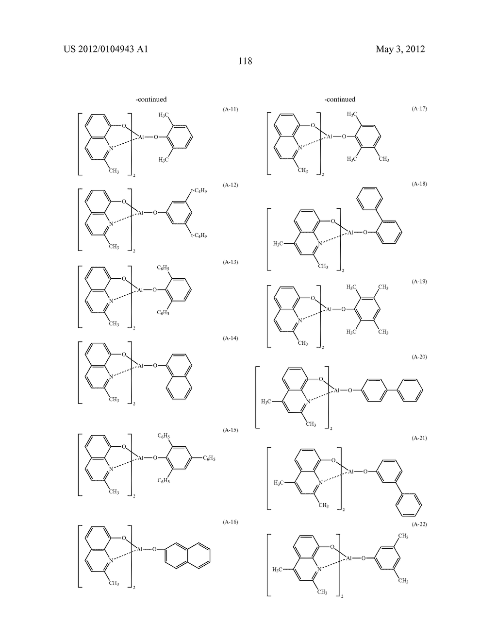 MATERIAL FOR ORGANIC ELECTROLUMINESCENCE DEVICE AND ORGANIC     ELECTROLUMINESCENCE DEVICE USING THE SAME - diagram, schematic, and image 119