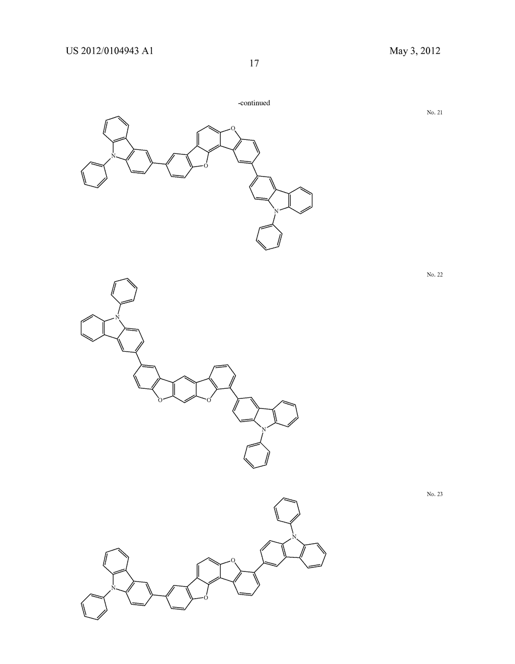 MATERIAL FOR ORGANIC ELECTROLUMINESCENCE DEVICE AND ORGANIC     ELECTROLUMINESCENCE DEVICE USING THE SAME - diagram, schematic, and image 18