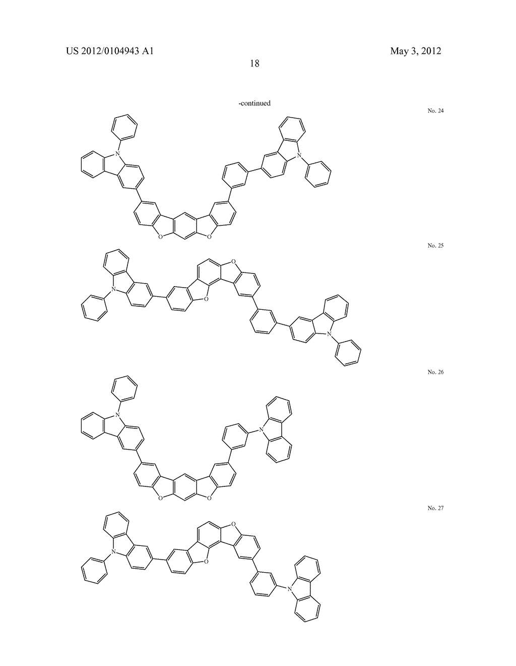 MATERIAL FOR ORGANIC ELECTROLUMINESCENCE DEVICE AND ORGANIC     ELECTROLUMINESCENCE DEVICE USING THE SAME - diagram, schematic, and image 19