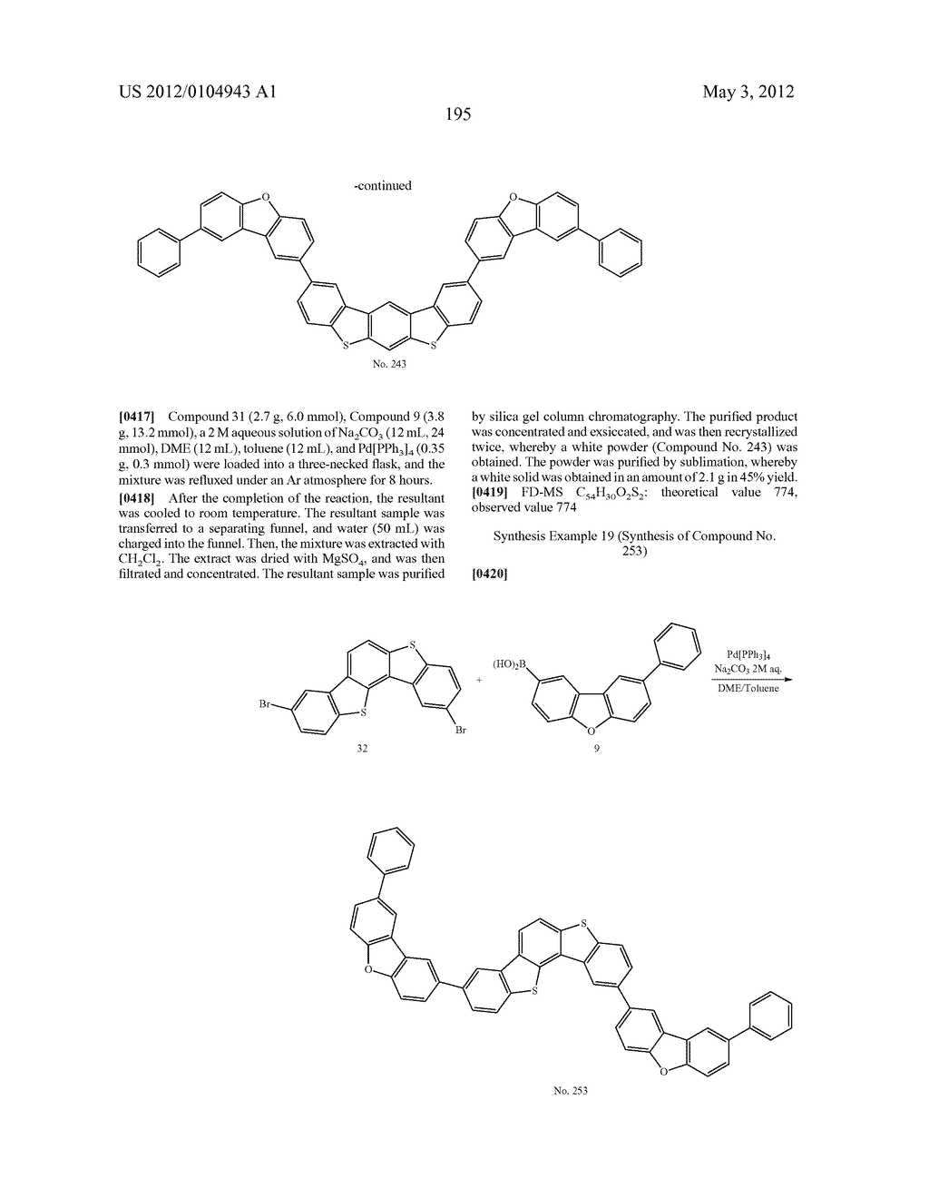 MATERIAL FOR ORGANIC ELECTROLUMINESCENCE DEVICE AND ORGANIC     ELECTROLUMINESCENCE DEVICE USING THE SAME - diagram, schematic, and image 196