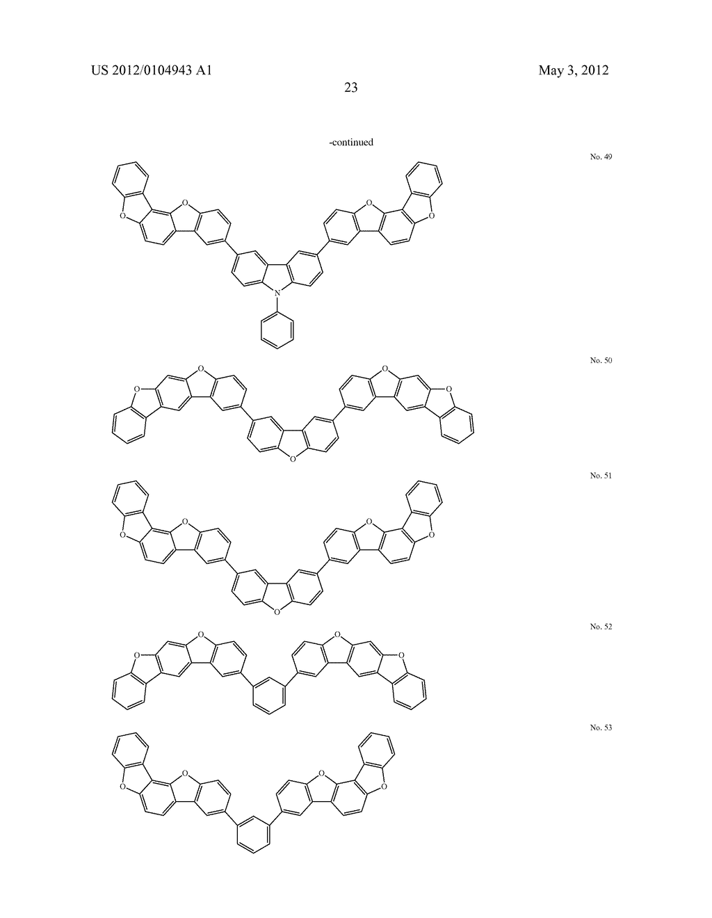 MATERIAL FOR ORGANIC ELECTROLUMINESCENCE DEVICE AND ORGANIC     ELECTROLUMINESCENCE DEVICE USING THE SAME - diagram, schematic, and image 24