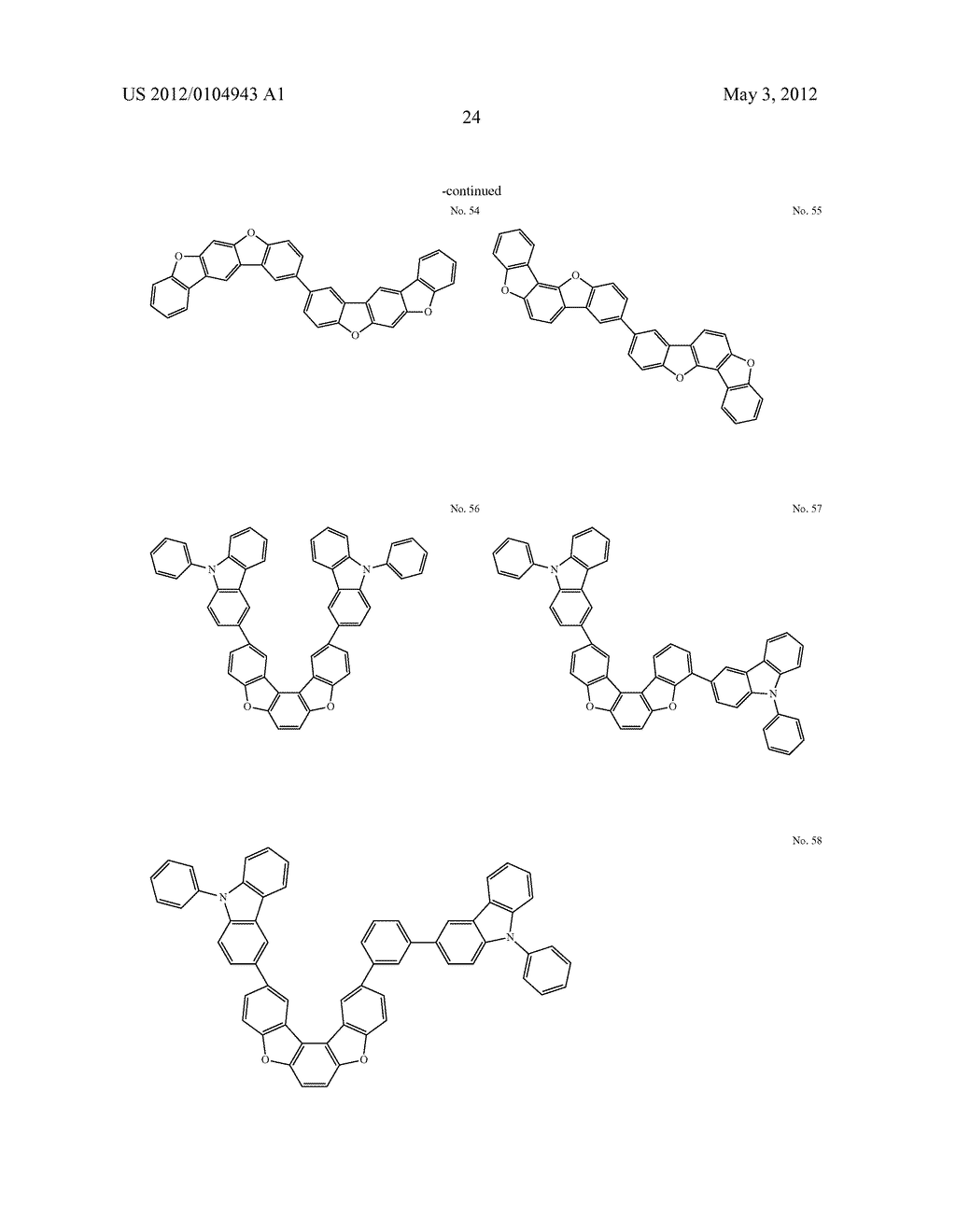 MATERIAL FOR ORGANIC ELECTROLUMINESCENCE DEVICE AND ORGANIC     ELECTROLUMINESCENCE DEVICE USING THE SAME - diagram, schematic, and image 25
