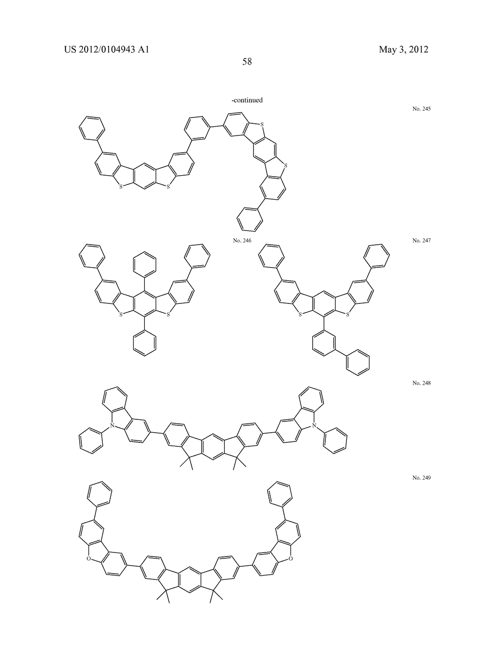 MATERIAL FOR ORGANIC ELECTROLUMINESCENCE DEVICE AND ORGANIC     ELECTROLUMINESCENCE DEVICE USING THE SAME - diagram, schematic, and image 59