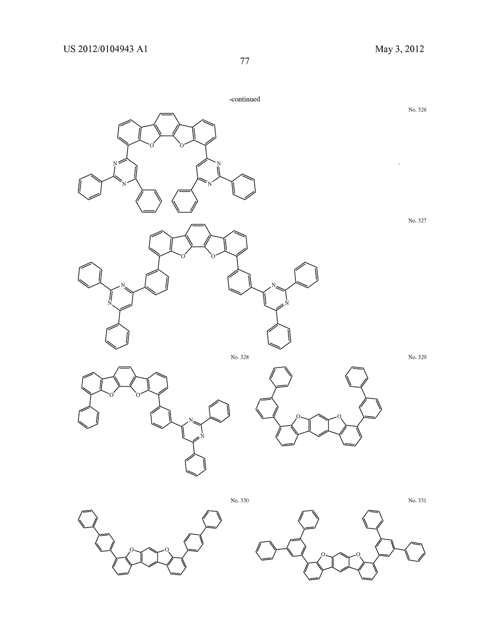 MATERIAL FOR ORGANIC ELECTROLUMINESCENCE DEVICE AND ORGANIC     ELECTROLUMINESCENCE DEVICE USING THE SAME - diagram, schematic, and image 78