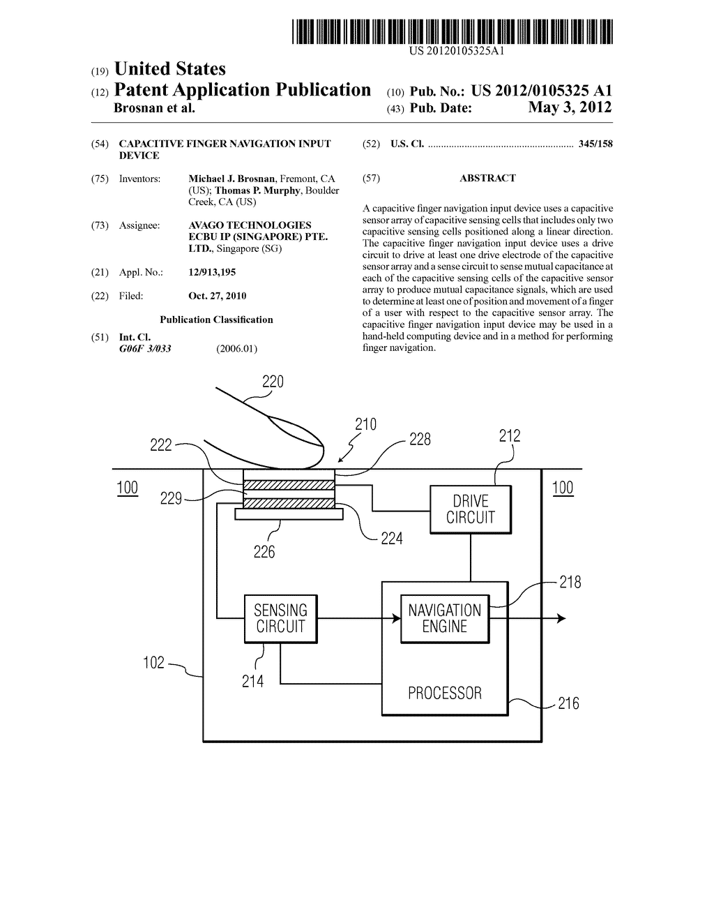 CAPACITIVE FINGER NAVIGATION INPUT DEVICE - diagram, schematic, and image 01