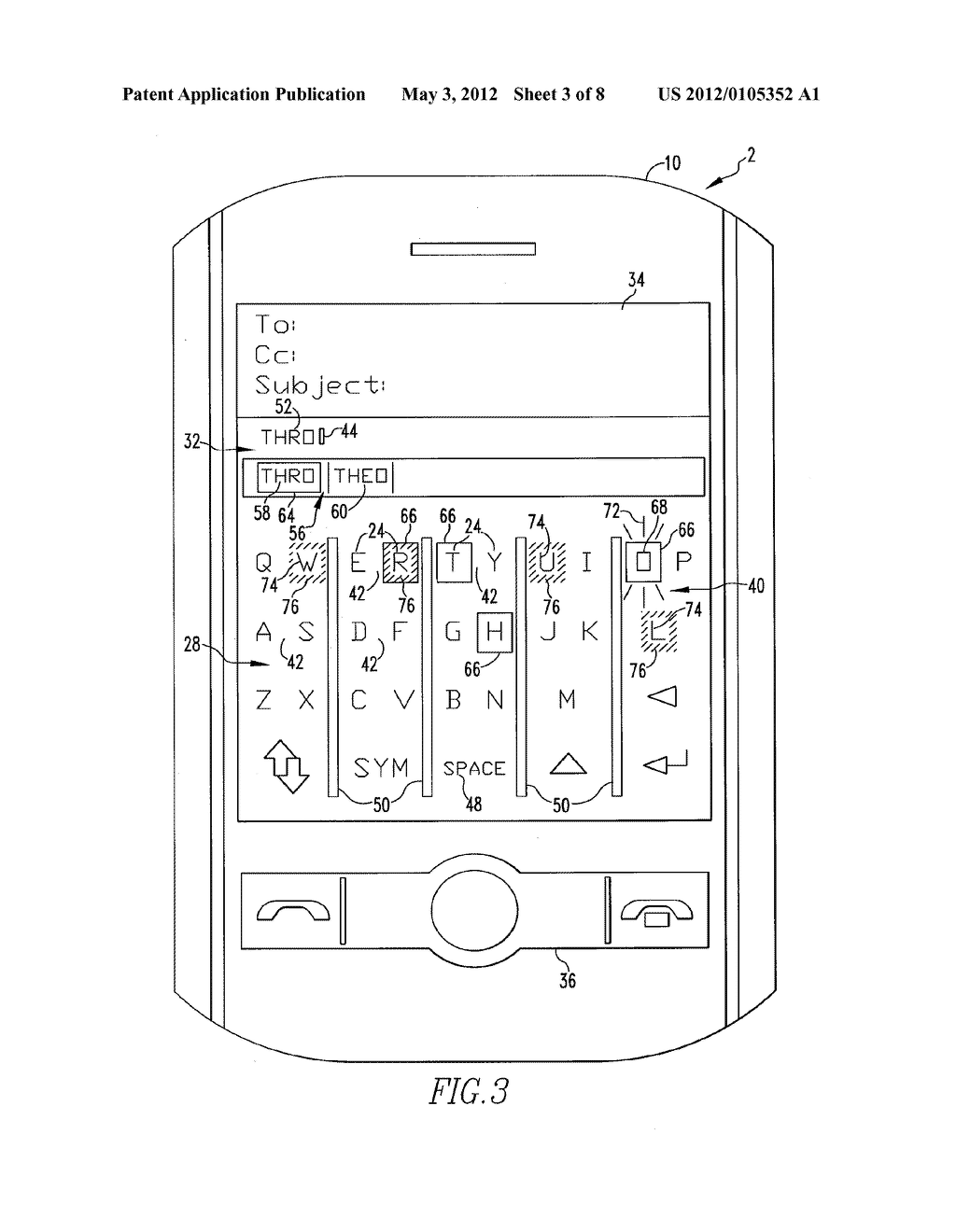 HANDHELD ELECTRONIC DEVICE PROVIDING CONFIRMATION OF INPUT, AND ASSOCIATED     METHOD - diagram, schematic, and image 04