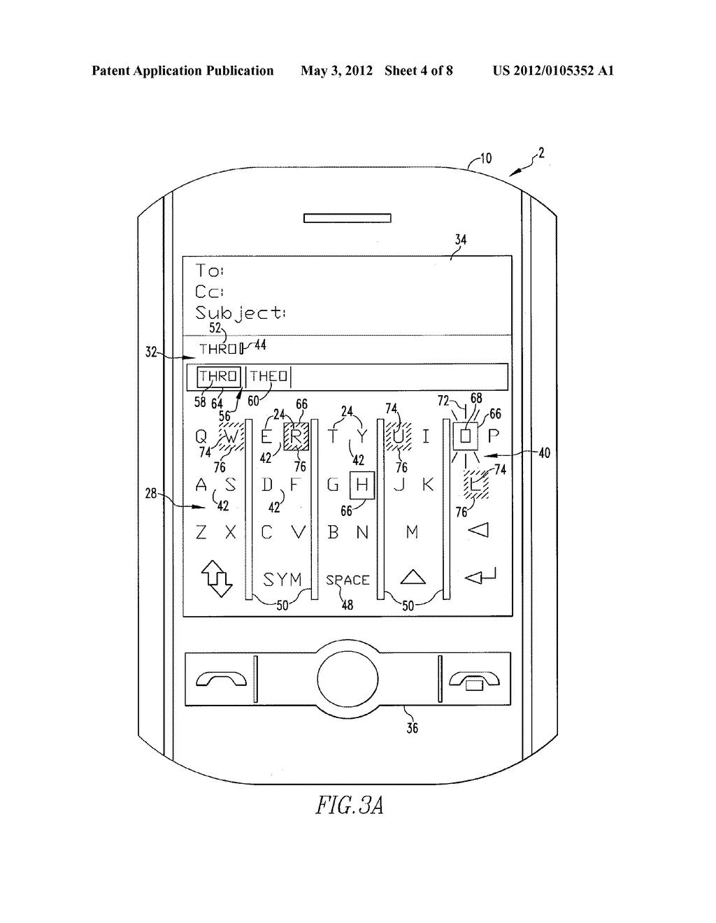 HANDHELD ELECTRONIC DEVICE PROVIDING CONFIRMATION OF INPUT, AND ASSOCIATED     METHOD - diagram, schematic, and image 05