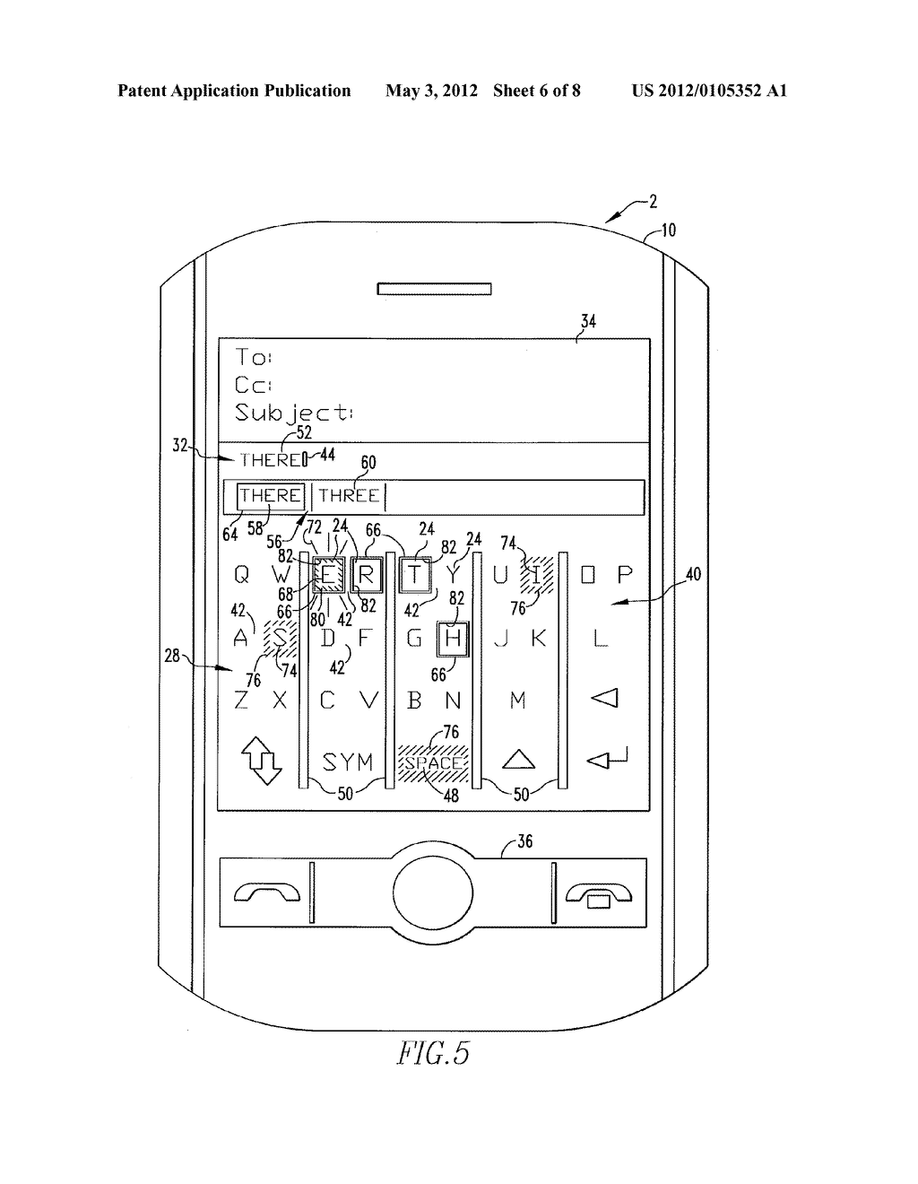 HANDHELD ELECTRONIC DEVICE PROVIDING CONFIRMATION OF INPUT, AND ASSOCIATED     METHOD - diagram, schematic, and image 07