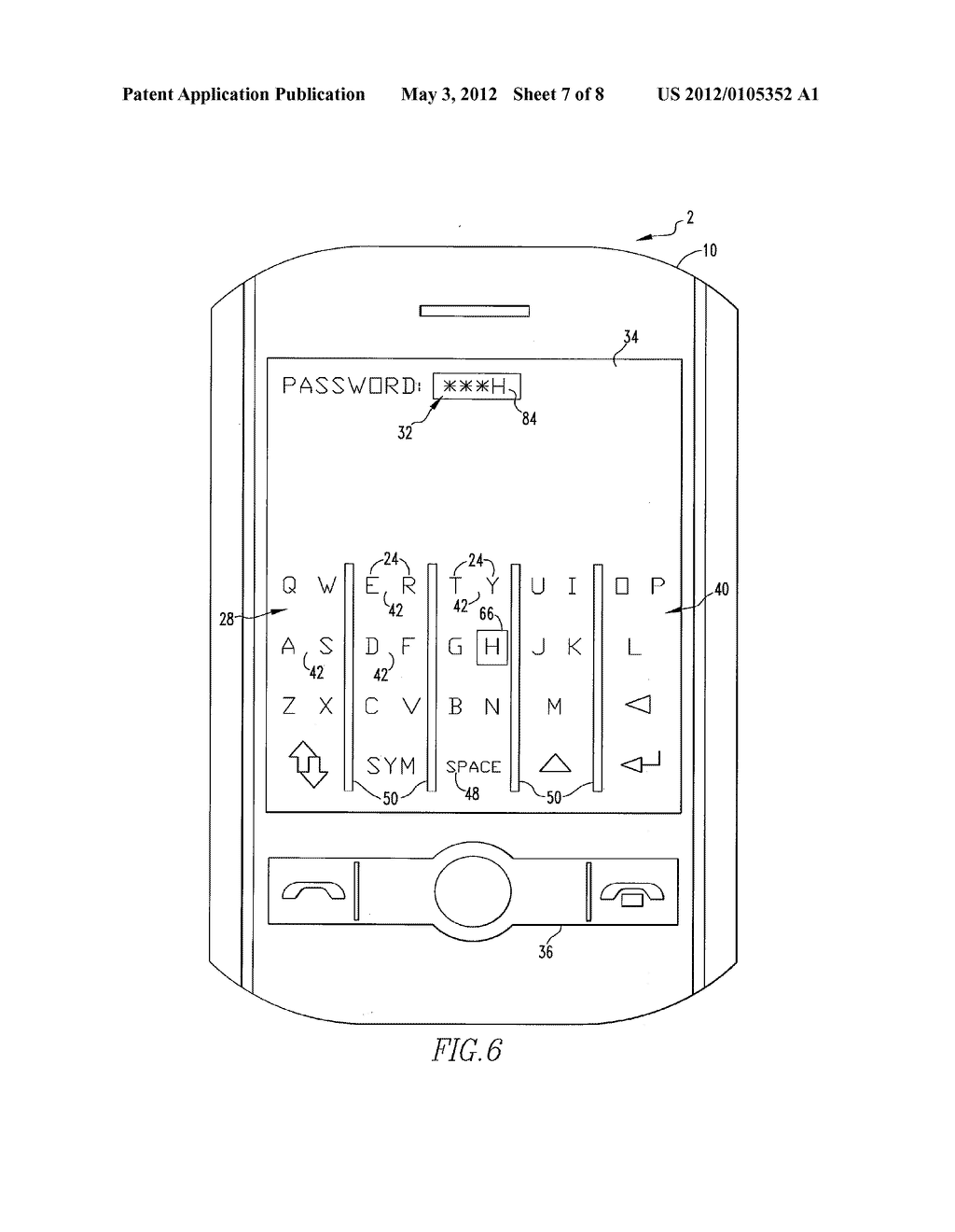 HANDHELD ELECTRONIC DEVICE PROVIDING CONFIRMATION OF INPUT, AND ASSOCIATED     METHOD - diagram, schematic, and image 08