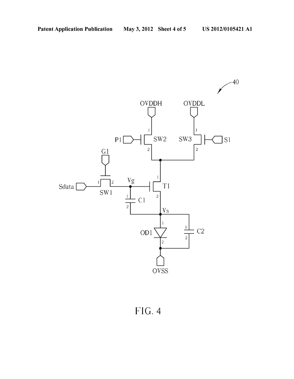 PIXEL DRIVING CIRCUIT OF AN ORGANIC LIGHT EMITTING DIODE - diagram, schematic, and image 05