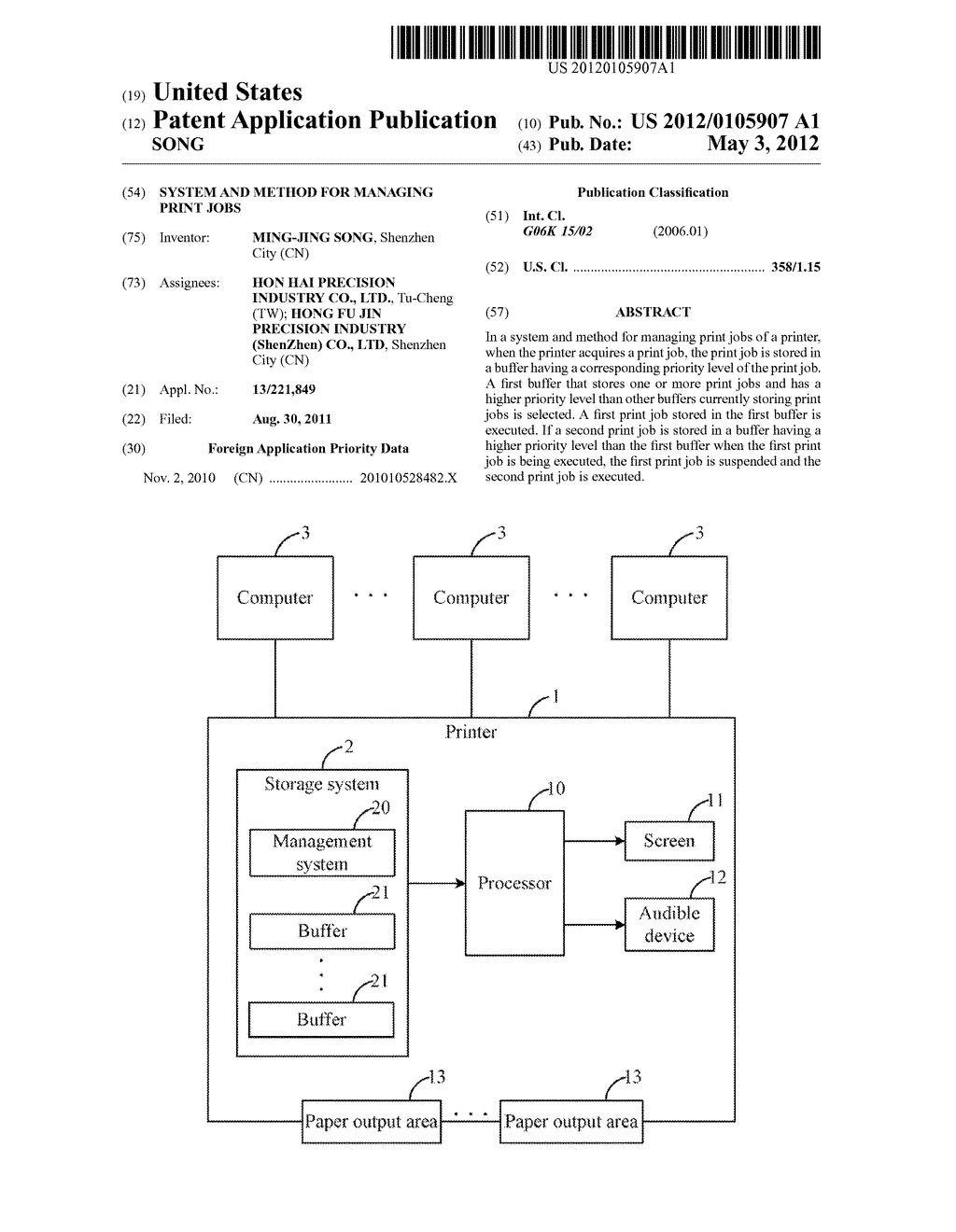 SYSTEM AND METHOD FOR MANAGING PRINT JOBS - diagram, schematic, and image 01