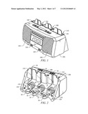 SYSTEM AND, METHOD FOR HOLDING AND POWERING THREE CONSUMER ELECTRONIC     DEVICES diagram and image