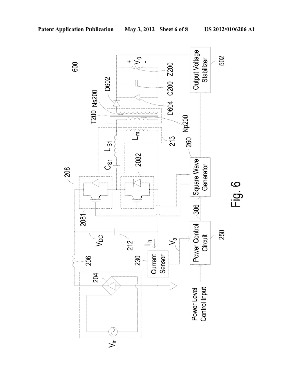 POWER SUPPLY WITH SINGLE STAGE CONVERTER FOR PERFORMING POWER FACTOR     CORRECTION AND RESONANT CONVERSION - diagram, schematic, and image 07