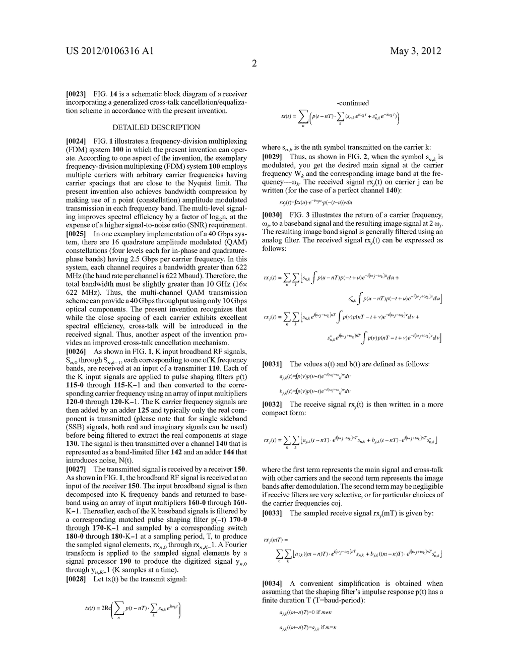 Method and Apparatus for Cross-Talk Cancellation in Frequency Division     Multiplexed Transmission Systems - diagram, schematic, and image 13