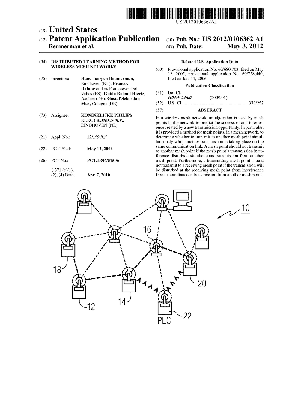 DISTRIBUTED LEARNING METHOD FOR WIRELESS MESH NETWORKS - diagram, schematic, and image 01