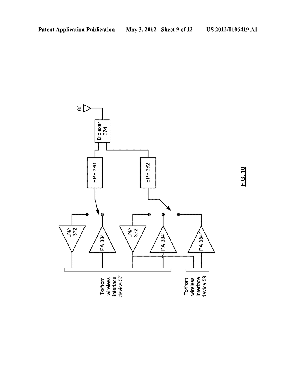 COOPERATIVE TRANSCEIVING BETWEEN WIRELESS INTERFACE DEVICES OF A HOST     DEVICE WITH SHARED MODULES - diagram, schematic, and image 10