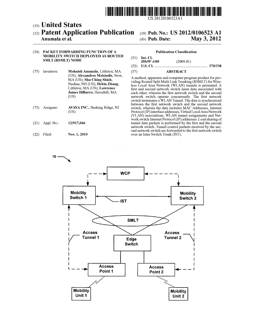 PACKET FORWARDING FUNCTION OF A MOBILITY SWITCH DEPLOYED AS ROUTED SMLT     (RSMLT) NODE - diagram, schematic, and image 01