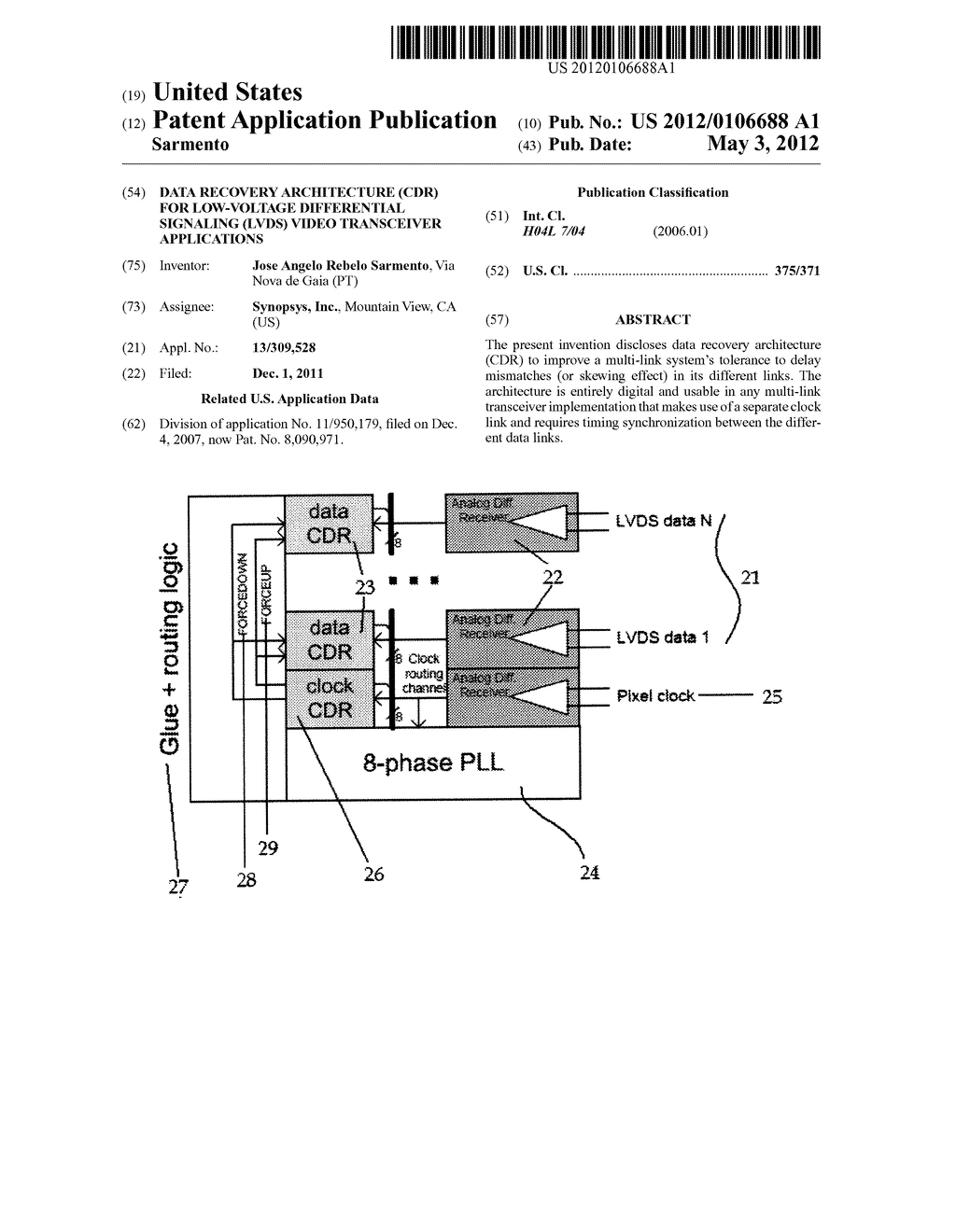 Data Recovery Architecture (CDR) For Low-Voltage Differential Signaling     (LVDS) Video Transceiver Applications - diagram, schematic, and image 01