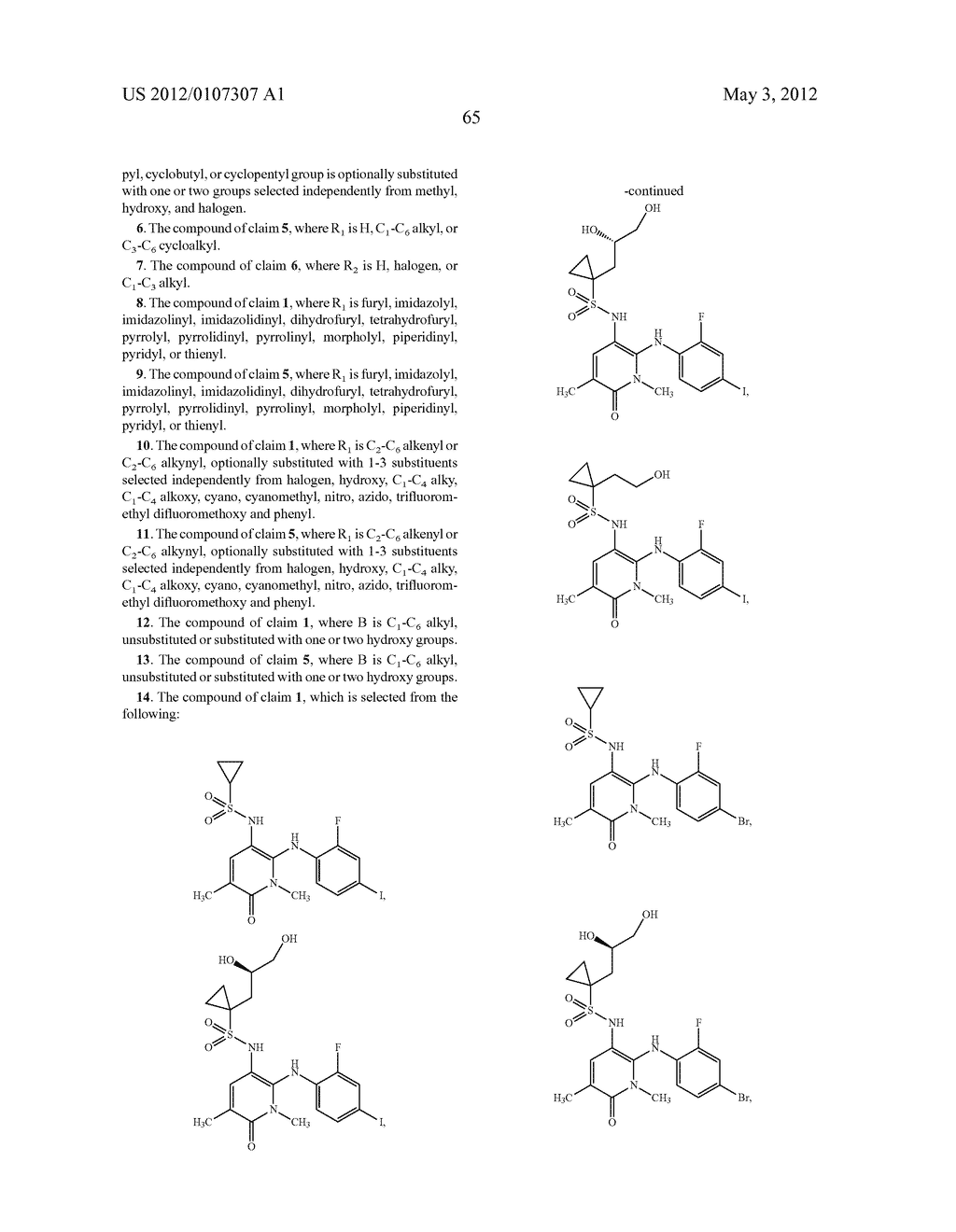 DIHYDROPYRIDIN SULFONAMIDES AND DIHYDROPYRIDIN SULFAMIDES AS MEK     INHIBITORS - diagram, schematic, and image 66