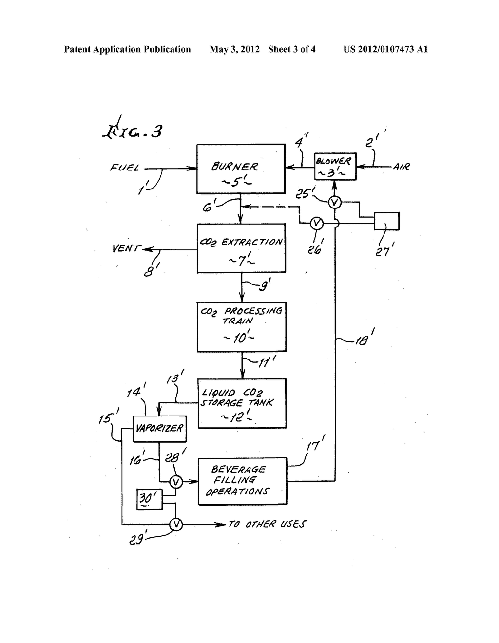 Reduction of fuel requirements in carbon dioxide production for beverage     filling operation - diagram, schematic, and image 04