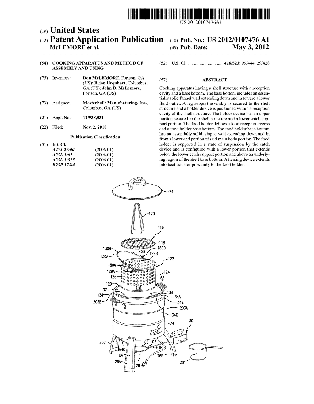 COOKING APPARATUS AND METHOD OF ASSEMBLY AND USING - diagram, schematic, and image 01