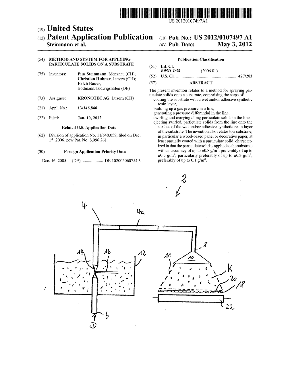 METHOD AND SYSTEM FOR APPLYING PARTICULATE SOLIDS ON A SUBSTRATE - diagram, schematic, and image 01