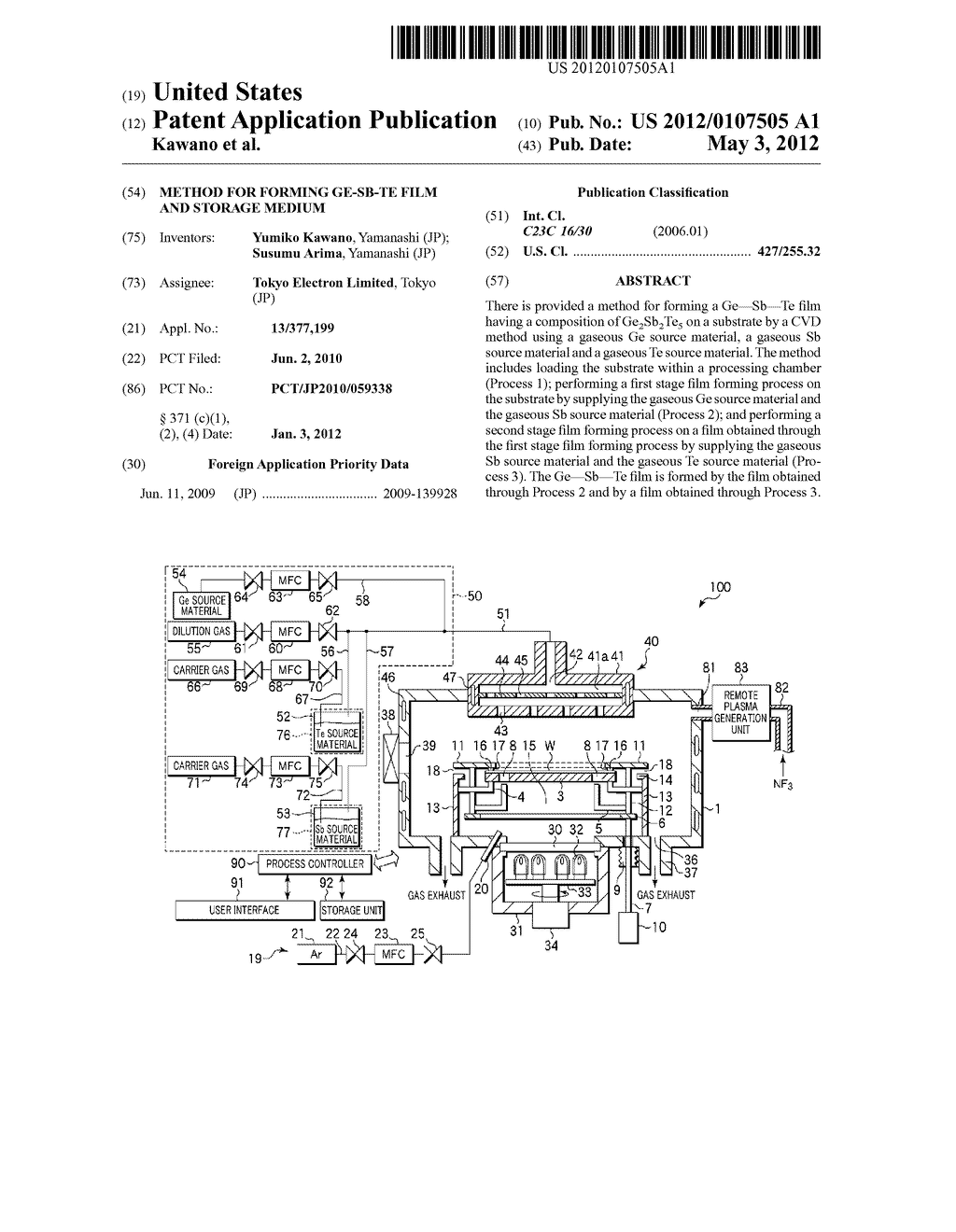 METHOD FOR FORMING Ge-Sb-Te FILM AND STORAGE MEDIUM - diagram, schematic, and image 01