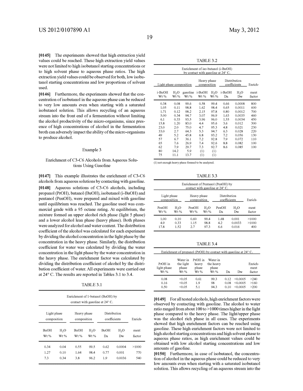 RECOVERY OF HIGHER ALCOHOLS FROM DILUTE AQUEOUS SOLUTIONS - diagram, schematic, and image 22