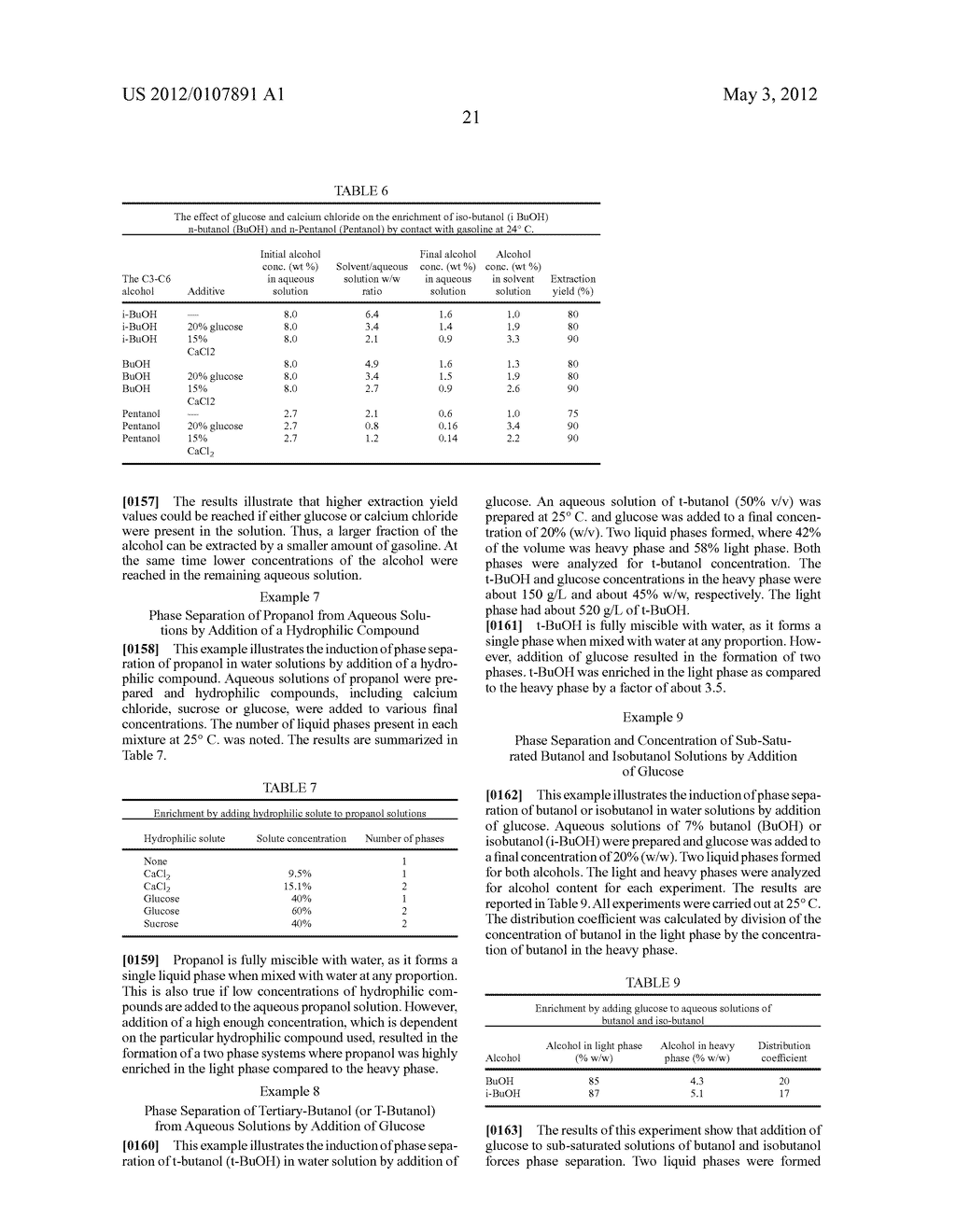 RECOVERY OF HIGHER ALCOHOLS FROM DILUTE AQUEOUS SOLUTIONS - diagram, schematic, and image 24