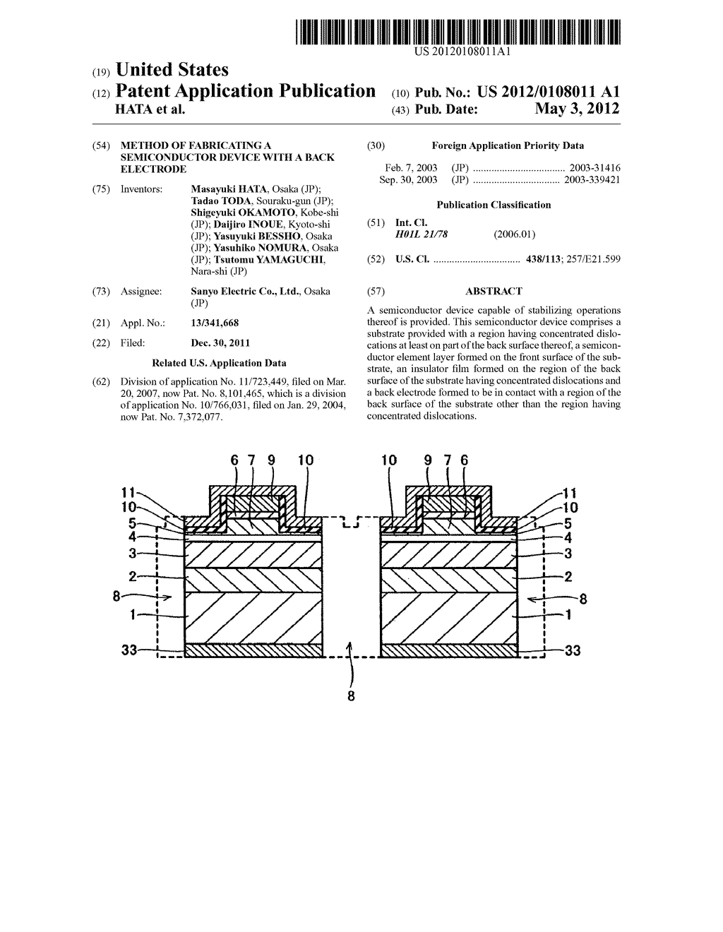 METHOD OF FABRICATING A SEMICONDUCTOR DEVICE WITH A BACK ELECTRODE - diagram, schematic, and image 01