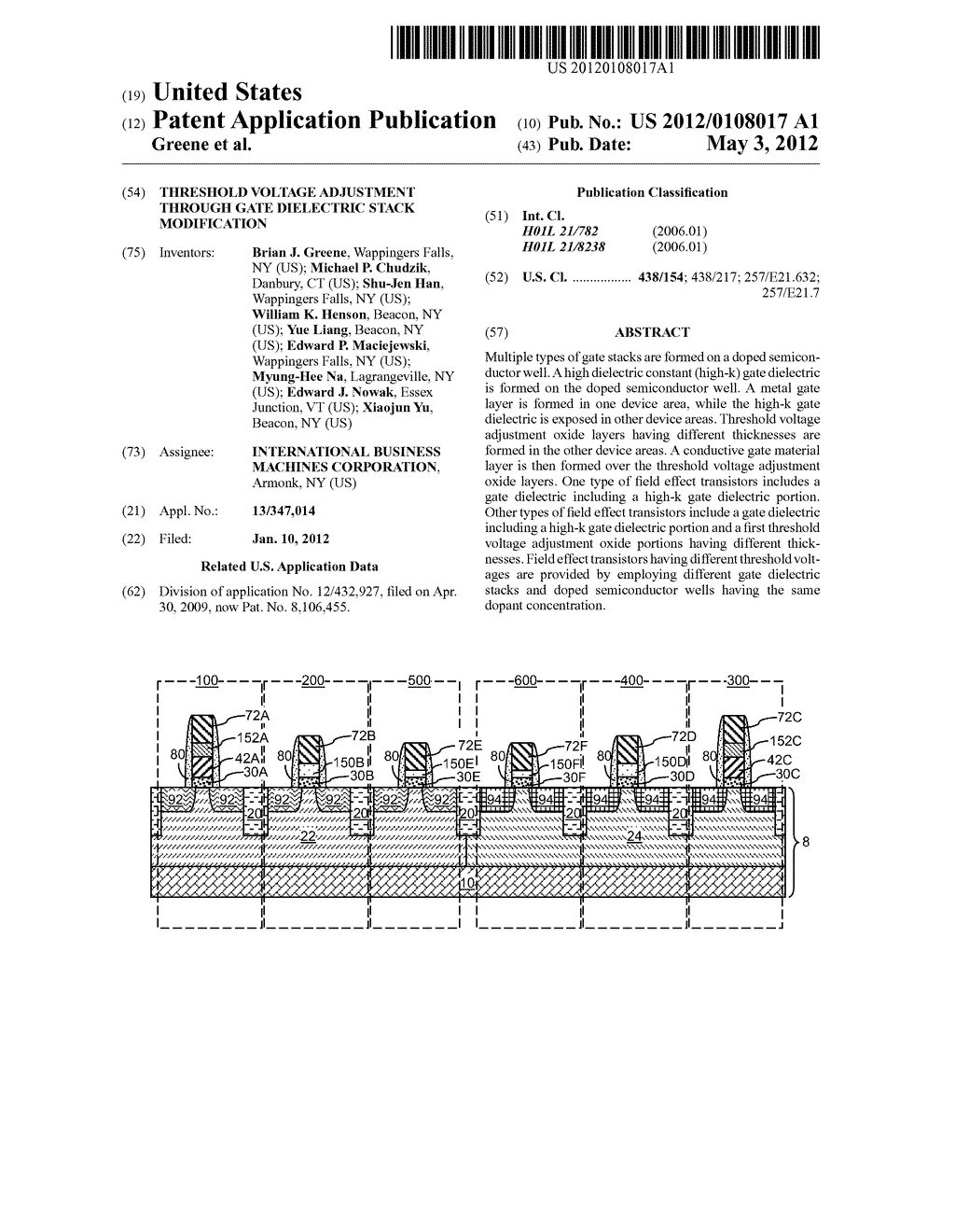 THRESHOLD VOLTAGE ADJUSTMENT THROUGH GATE DIELECTRIC STACK MODIFICATION - diagram, schematic, and image 01