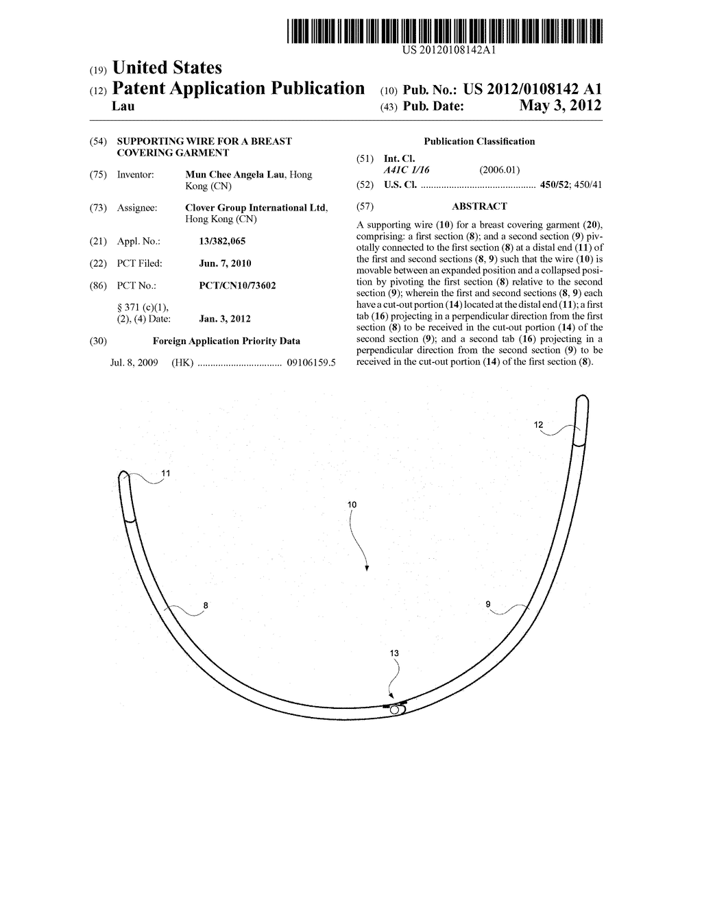 SUPPORTING WIRE FOR A BREAST COVERING GARMENT - diagram, schematic, and image 01