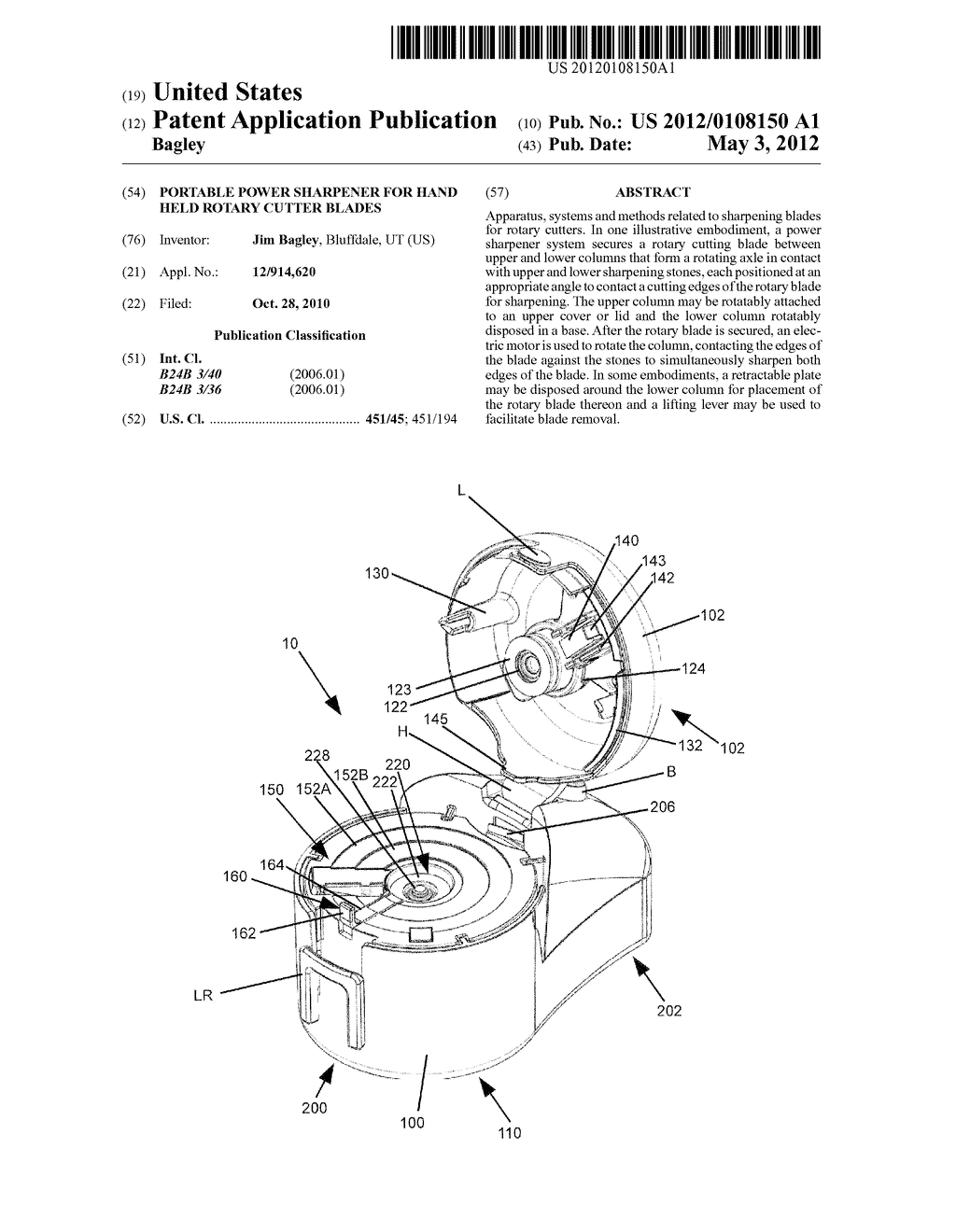 PORTABLE POWER SHARPENER FOR HAND HELD ROTARY CUTTER BLADES - diagram, schematic, and image 01