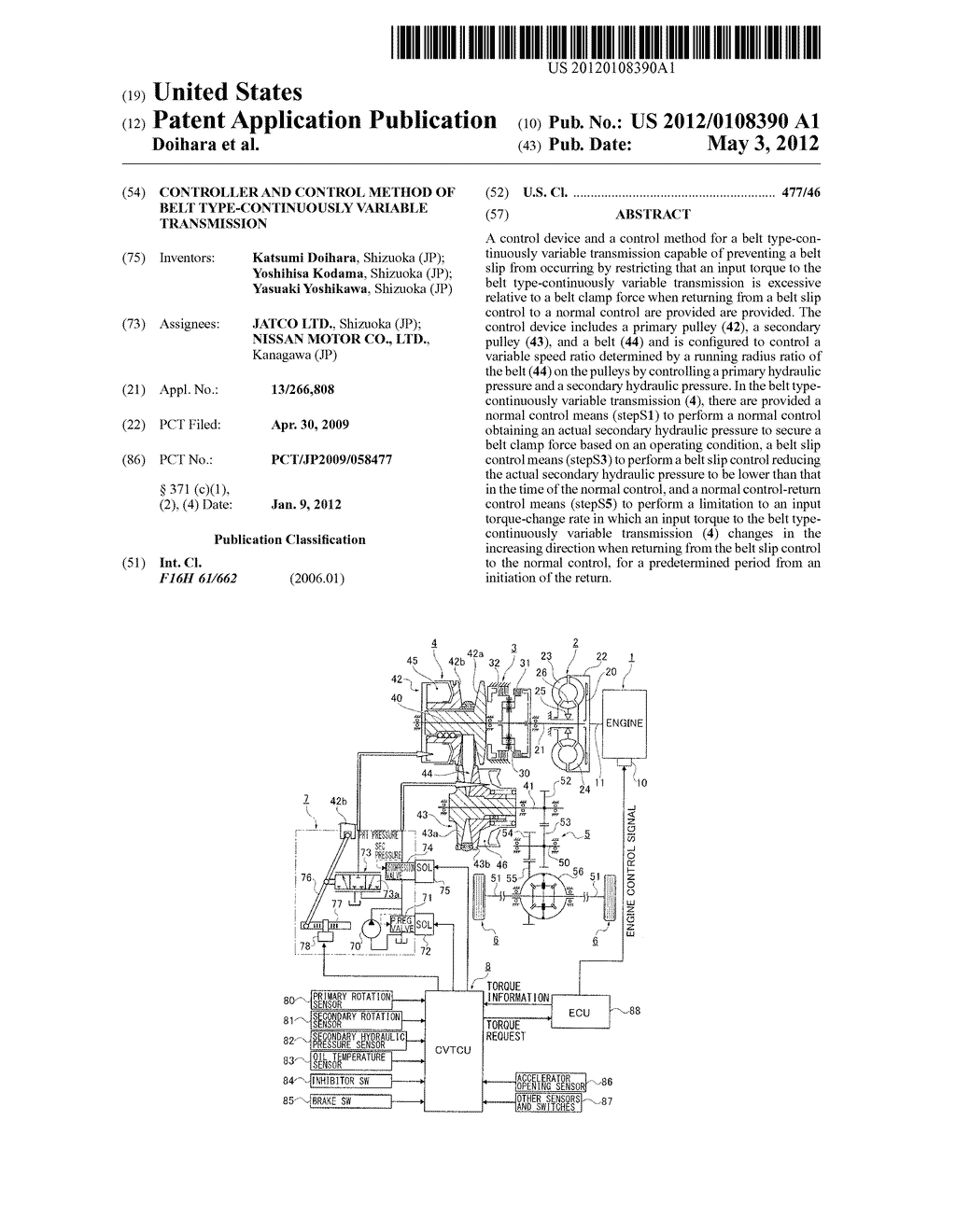 CONTROLLER AND CONTROL METHOD OF BELT TYPE-CONTINUOUSLY VARIABLE     TRANSMISSION - diagram, schematic, and image 01