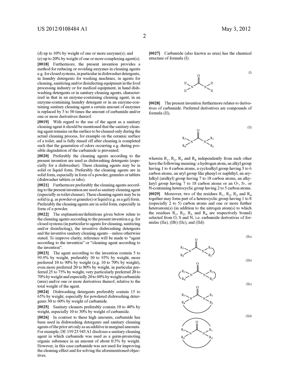 CLEANING AGENT CONTAINING CARBAMIDE AND/OR AT LEAST A DERIVATIVE THEREOF - diagram, schematic, and image 03