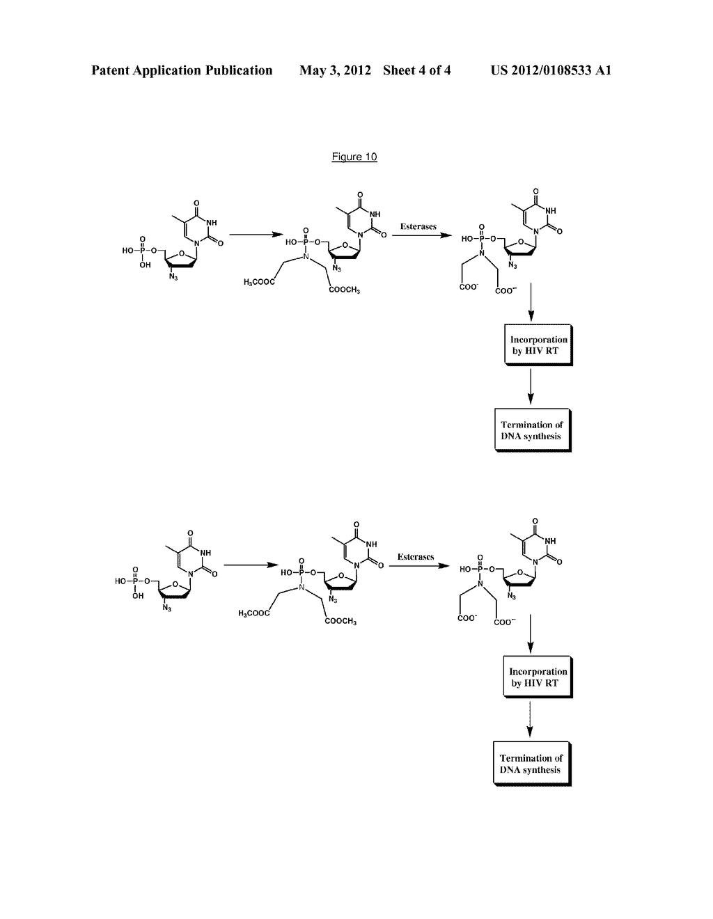 NOVEL PHOSPHATE MODIFIED NUCLEOSIDES USEFUL AS SUBSTRATES FOR POLYMERASES     AND AS ANTIVIRAL AGENTS - diagram, schematic, and image 05