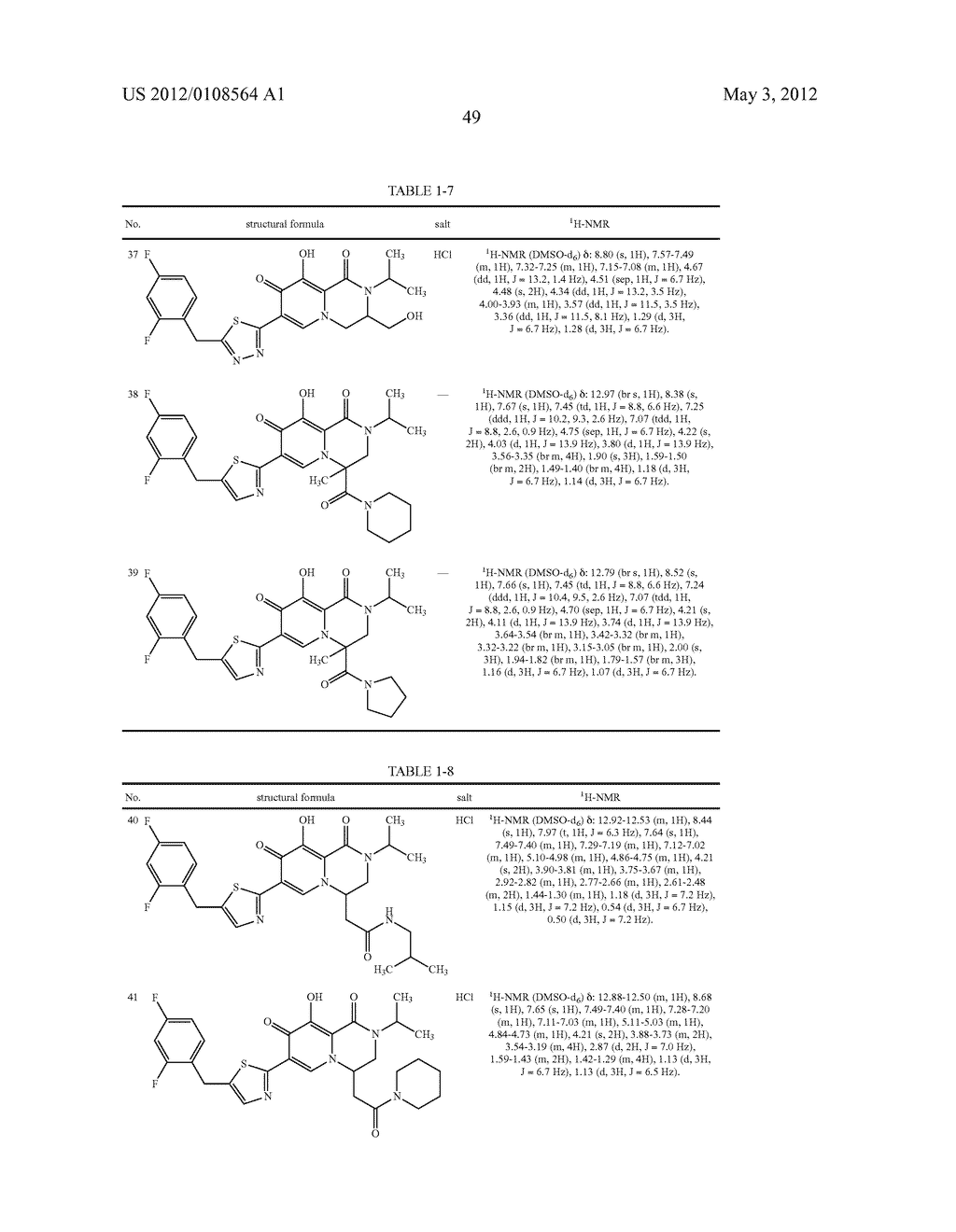 1,3,4,8-Tetrahydro-2H-Pyrido[1,2-a]Pyradine Derivatives and Use Thereof as     HIV Integrase Inhibitor - diagram, schematic, and image 50