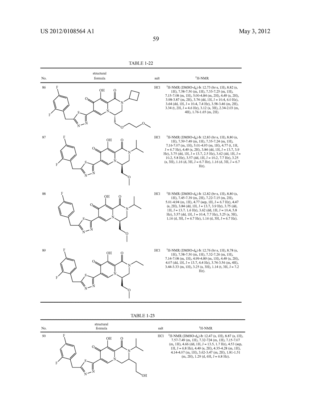 1,3,4,8-Tetrahydro-2H-Pyrido[1,2-a]Pyradine Derivatives and Use Thereof as     HIV Integrase Inhibitor - diagram, schematic, and image 60