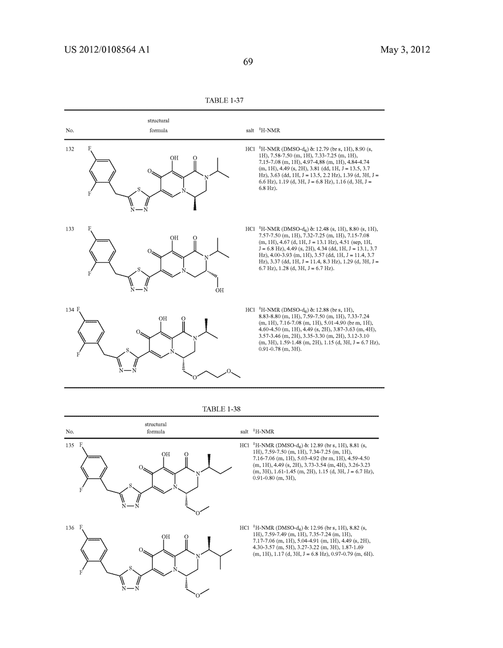 1,3,4,8-Tetrahydro-2H-Pyrido[1,2-a]Pyradine Derivatives and Use Thereof as     HIV Integrase Inhibitor - diagram, schematic, and image 70