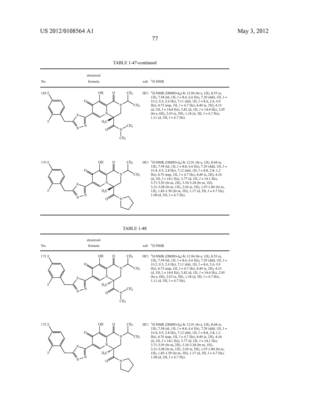 1,3,4,8-Tetrahydro-2H-Pyrido[1,2-a]Pyradine Derivatives and Use Thereof as     HIV Integrase Inhibitor - diagram, schematic, and image 78