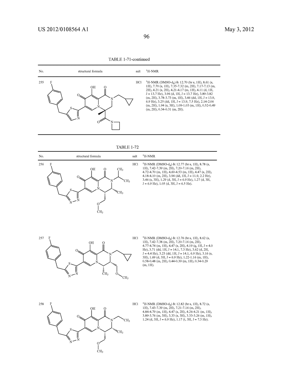 1,3,4,8-Tetrahydro-2H-Pyrido[1,2-a]Pyradine Derivatives and Use Thereof as     HIV Integrase Inhibitor - diagram, schematic, and image 97