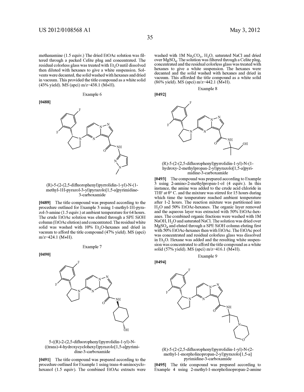 SUBSTITUTED PYRAZOLO[1,5-a]PYRIMIDINE COMPOUNDS AS TRK KINASE INHIBITORS - diagram, schematic, and image 36