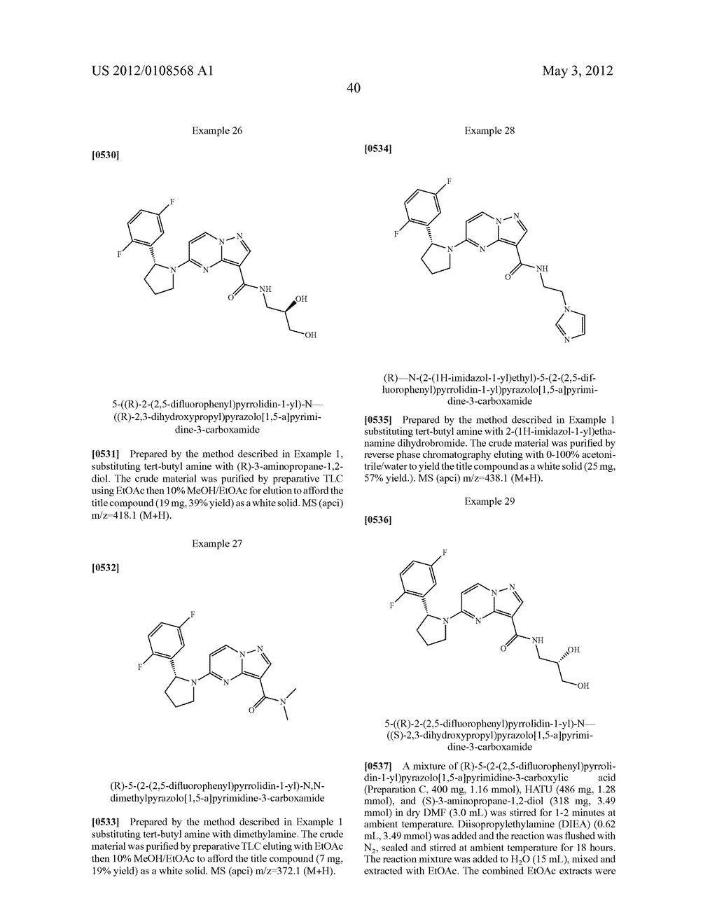 SUBSTITUTED PYRAZOLO[1,5-a]PYRIMIDINE COMPOUNDS AS TRK KINASE INHIBITORS - diagram, schematic, and image 41