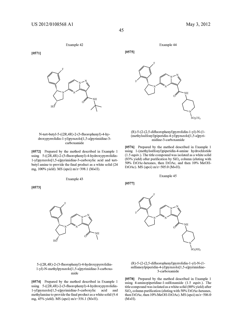 SUBSTITUTED PYRAZOLO[1,5-a]PYRIMIDINE COMPOUNDS AS TRK KINASE INHIBITORS - diagram, schematic, and image 46