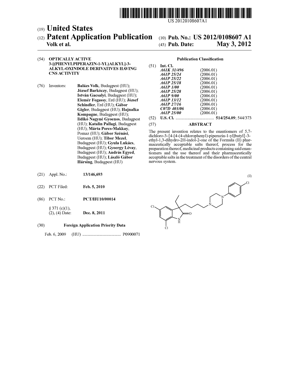 OPTICALLY ACTIVE 3-[(PHENYLPIPERAZIN-1-YL)ALKYL]-3- ALKYL-OXINDOLE     DERIVATIVES HAVING CNS ACTIVITY - diagram, schematic, and image 01