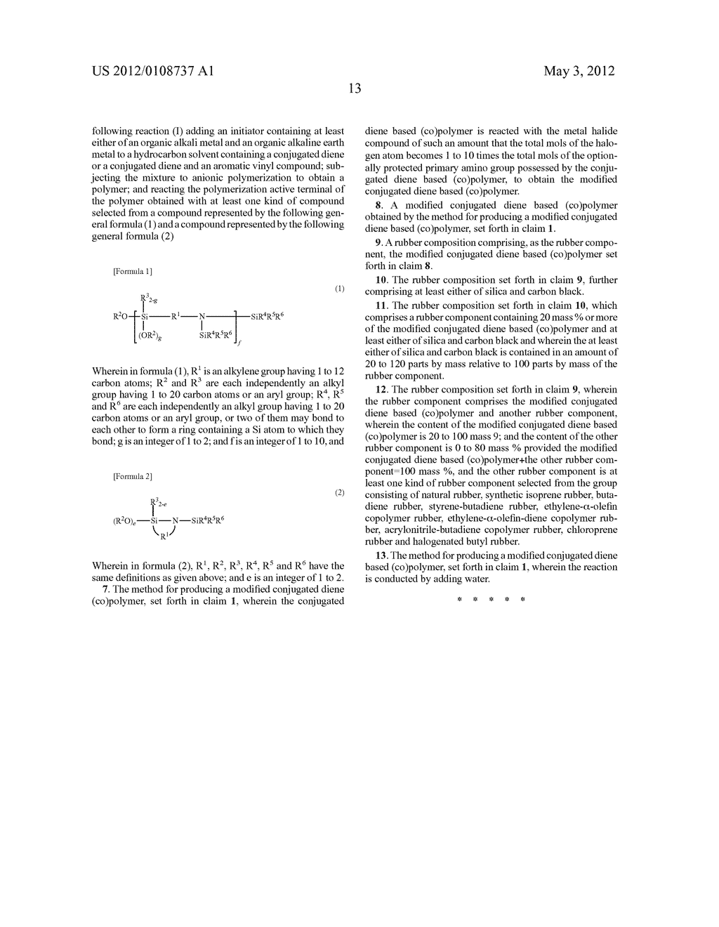 METHOD FOR PRODUCING MODIFIED CONJUGATED DIENE BASED (CO)POLYMER, MODIFIED     CONJUGATED DIENE BASED (CO)POLYMER, AND RUBBER COMPOSITION - diagram, schematic, and image 14
